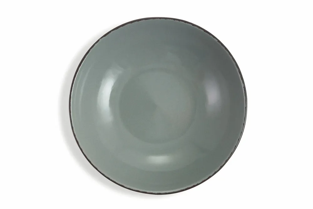 Set 6 Piatti Fondi Ø20x5 cm Gres Villa d'Este Home Tivoli Canapa Grigio Scuro