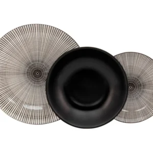 Set piatti per 6 persone porcellana e stoneware nero moderno - Casa Collection