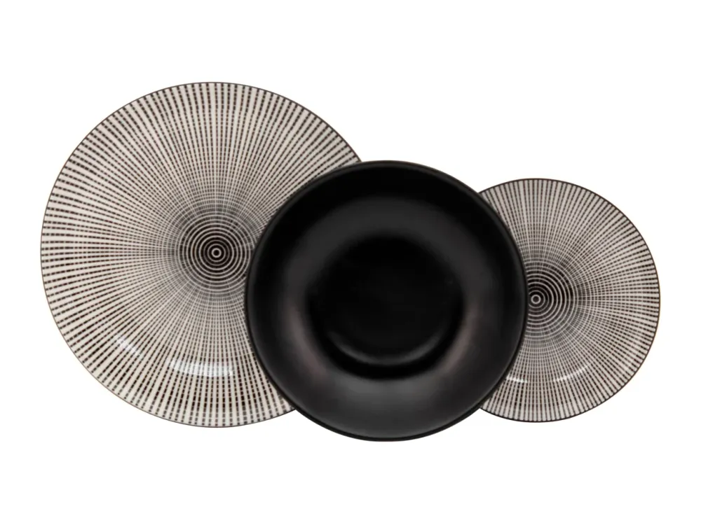 Set piatti per 6 persone porcellana e stoneware nero moderno - Casa Collection