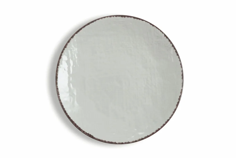 Set 6 Piatti Piani Ø26x3 cm Gres Villa d'Este Home Tivoli Canapa Grigio Chiaro