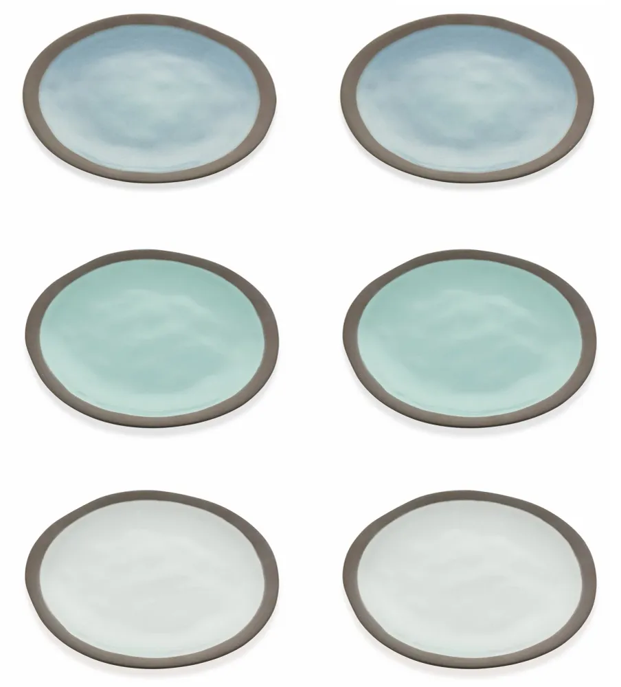 Set 6 Piatti Piani Ø27x3 cm Gres Villa d'Este Home Tivoli Mediterraneo