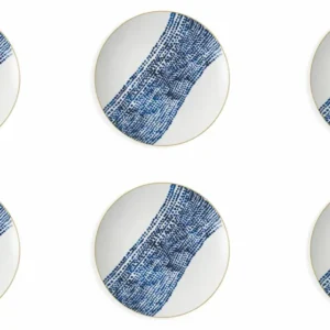 Set 6 Piatti Piani Ø27x3 cm Porcellana Villa d'Este Home Tivoli Masai Stripe