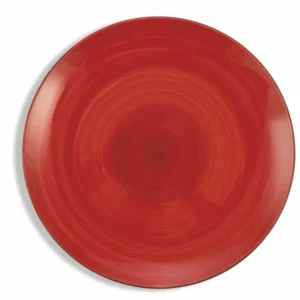 Set 6 Piatti Piani Ø27x3,5 cm Gres Villa d'Este Home Tivoli Baita 2 Rosso e Grigio