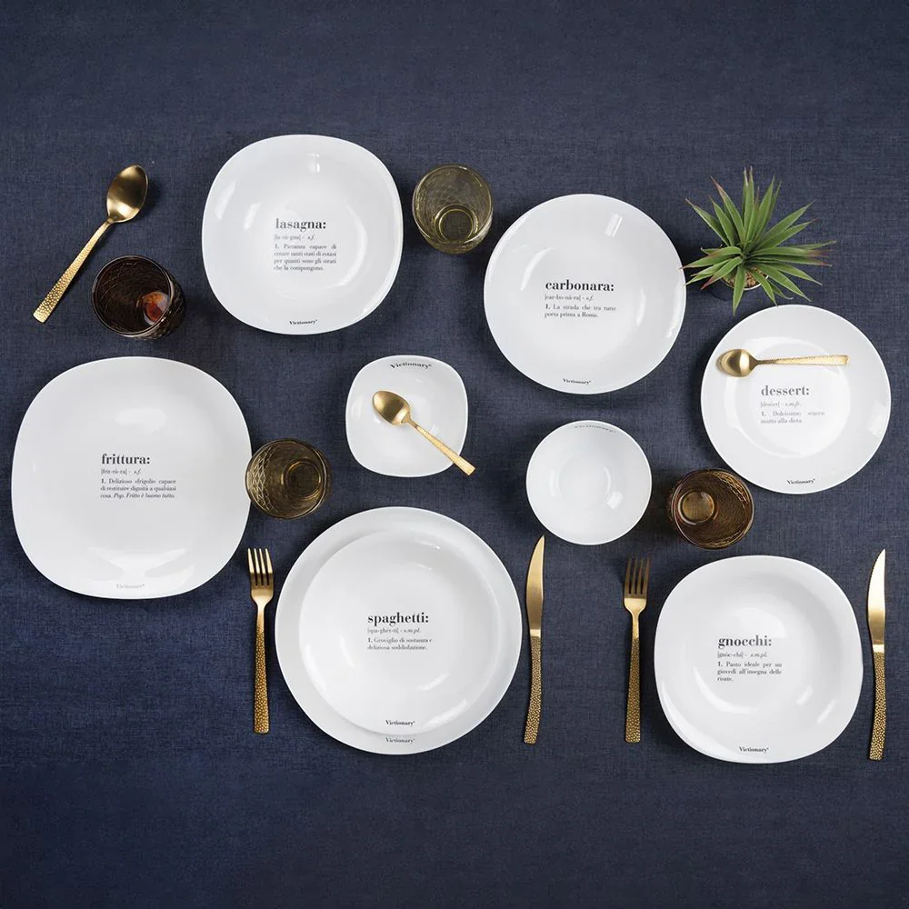 Set 6 Piatti Piani Quadrati Colore Bianco Involtino Victionary – Villa D’Este
