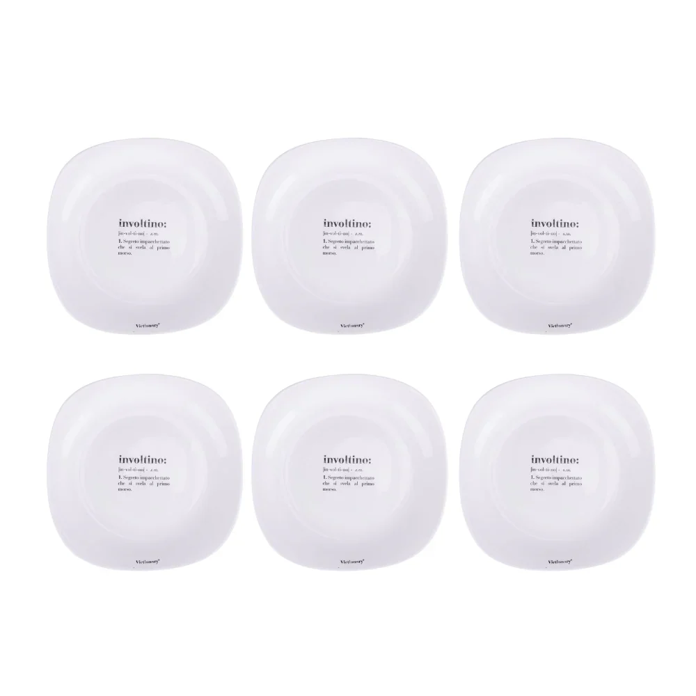 Set 6 Piatti Piani Quadrati Colore Bianco Involtino Victionary – Villa D’Este