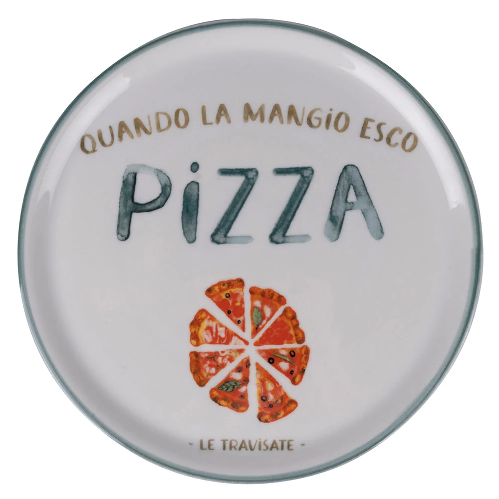 Set 4 Piatti Pizza Ø33x2 cm Porcellana VdE Tivoli 1996 Le Travisate Bianco