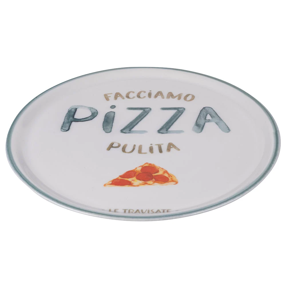Set 4 Piatti Pizza Ø33x2 cm Porcellana VdE Tivoli 1996 Le Travisate Bianco