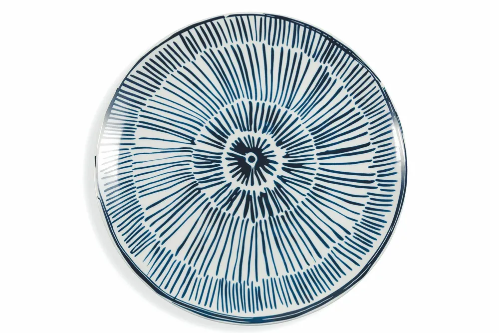 Set 4 Piatti da Portata Porcellana Sottosmalto Bianco con Righe Blu Villa d'Este Home Tivoli Masai