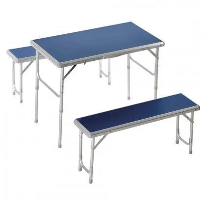 Set pic nic Alluminio e MDF tavolo e 2 panche richiudibile pieghevole valigetta 05012