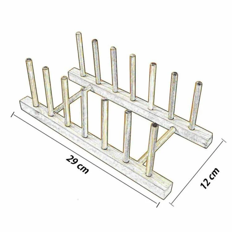 Set 2 Portapiatti Legno Bicchieri Piatti Organizzatore 6 Posti Scolapiatti
