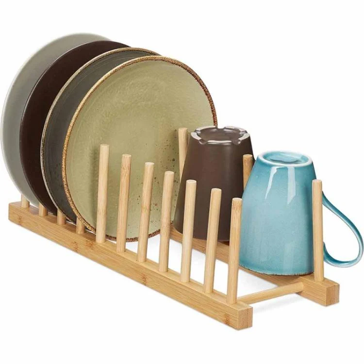 Set 2 Portapiatti Legno Bicchieri Piatti Organizzatore 6 Posti Scolapiatti