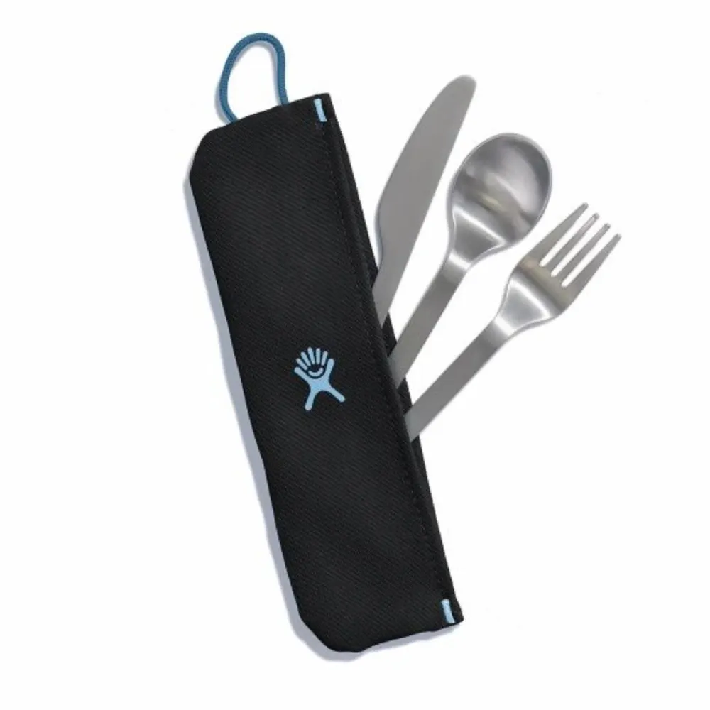 Set posate da campeggio acciaio inox argento