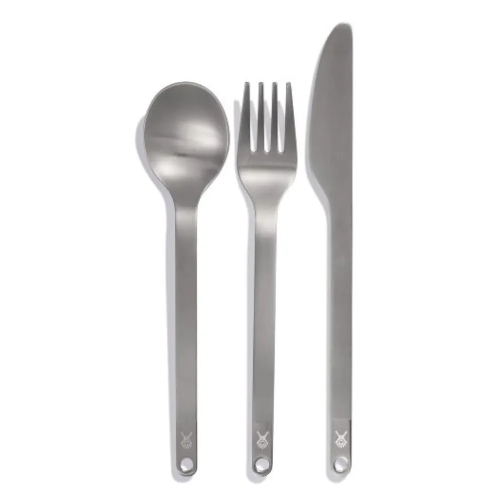 Set posate da campeggio acciaio inox argento