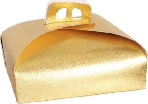 Set 3 Pz Scatola Porta Torta Oro 36x36cm Per Dolci Paste Pasticceria Festa 58009
