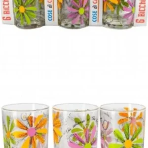 Set Servizio 6 Pezzi Bicchieri Vetro Decorati Dea Delice
