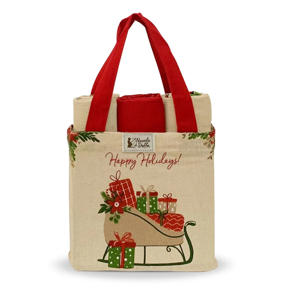 Set Strofinacci e borsa natalizi Nuvole di Stoffa decoro Idea Regalo Natale 5735