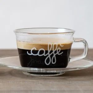 set 2 tazze piattino vetro pausa caffe'