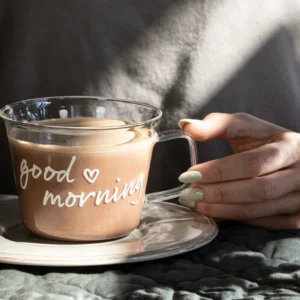set 2 tazze vetro good morning