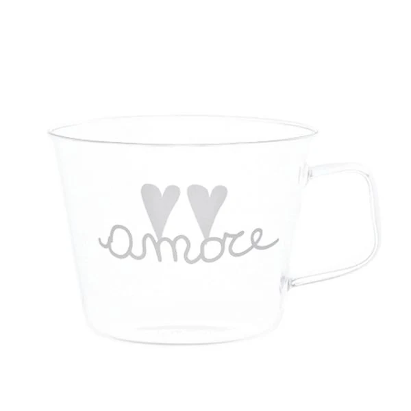Set 2 tazze vetro - Scritta: Amore