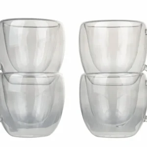 Set 4 Tazzine Caffè con Manico Vetro Incamiciato 90 ml Villa d'Este Home Tivoli Moka