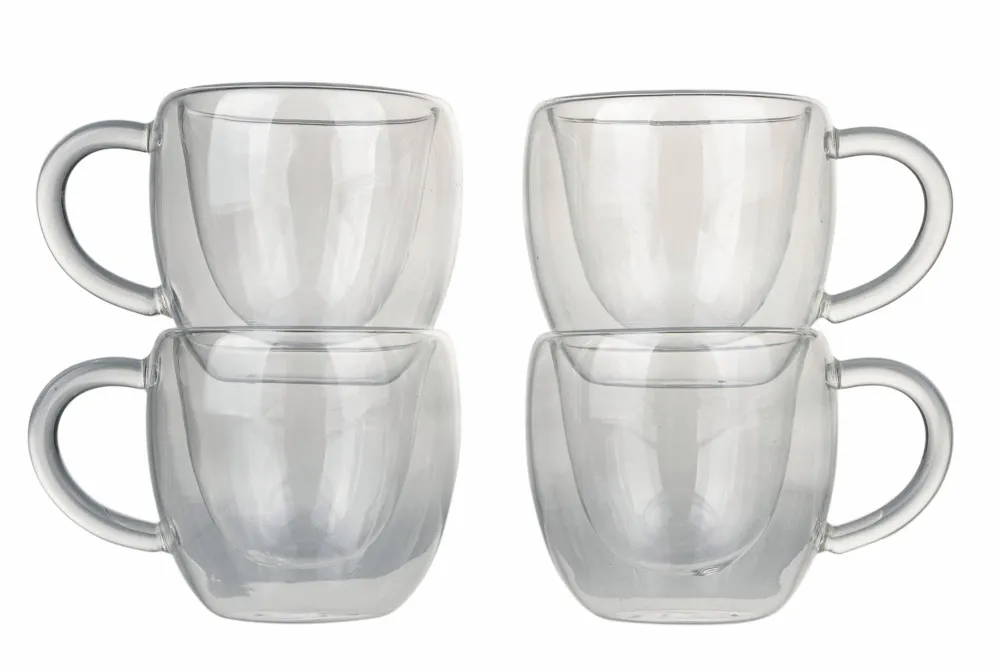 Set 4 Tazzine Caffè con Manico Vetro Incamiciato 90 ml Villa d'Este Home Tivoli Moka