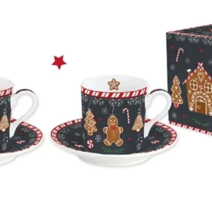 Set 2 tazzine da caffè con piattino Gingerbread