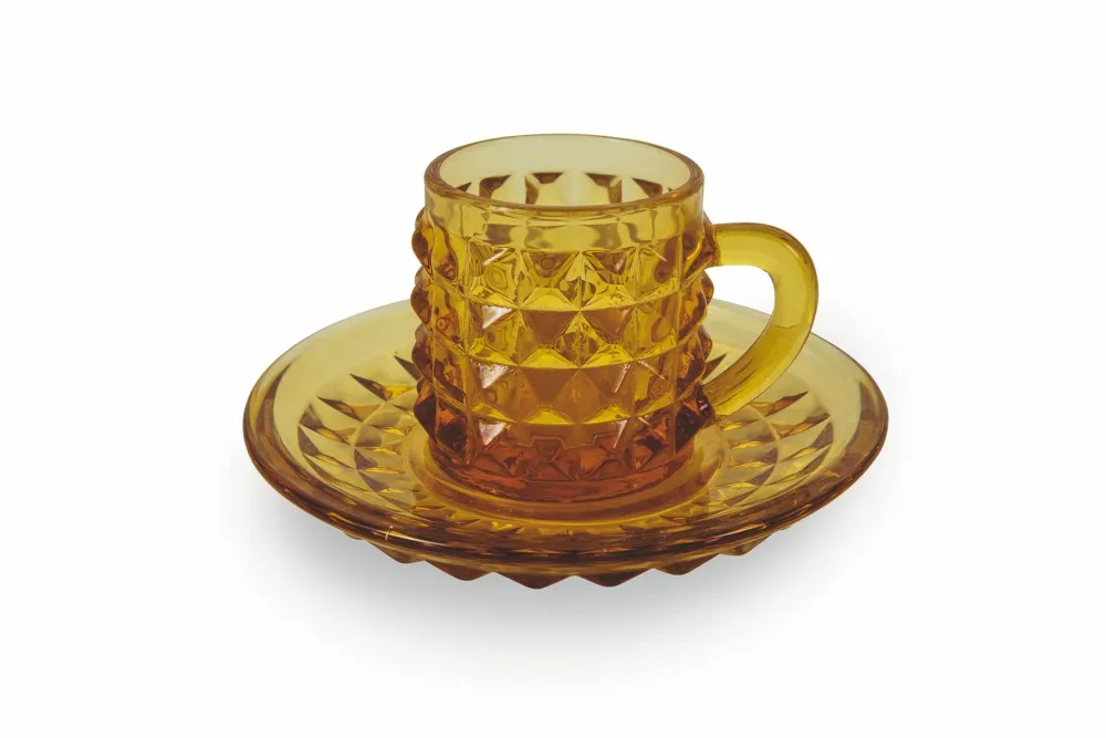 Set 6 Tazzine Caffè Vetro Colorato con Piattino 90 ml Villa d'Este Home Tivoli Diamond