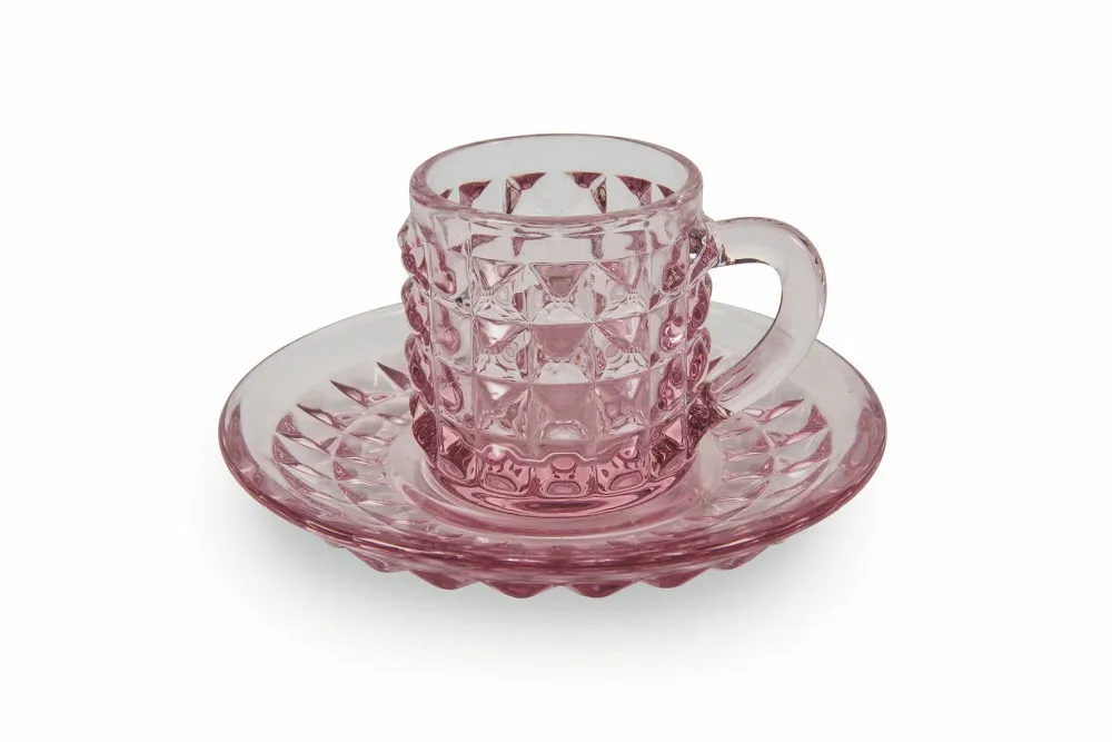 Set 6 Tazzine Caffè Vetro Colorato con Piattino 90 ml Villa d'Este Home Tivoli Diamond