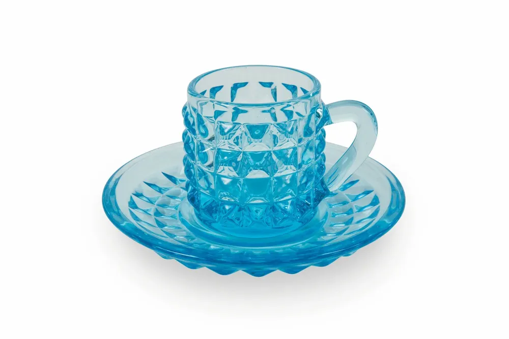 Set 6 Tazzine Caffè Vetro Colorato con Piattino 90 ml Villa d'Este Home Tivoli Diamond