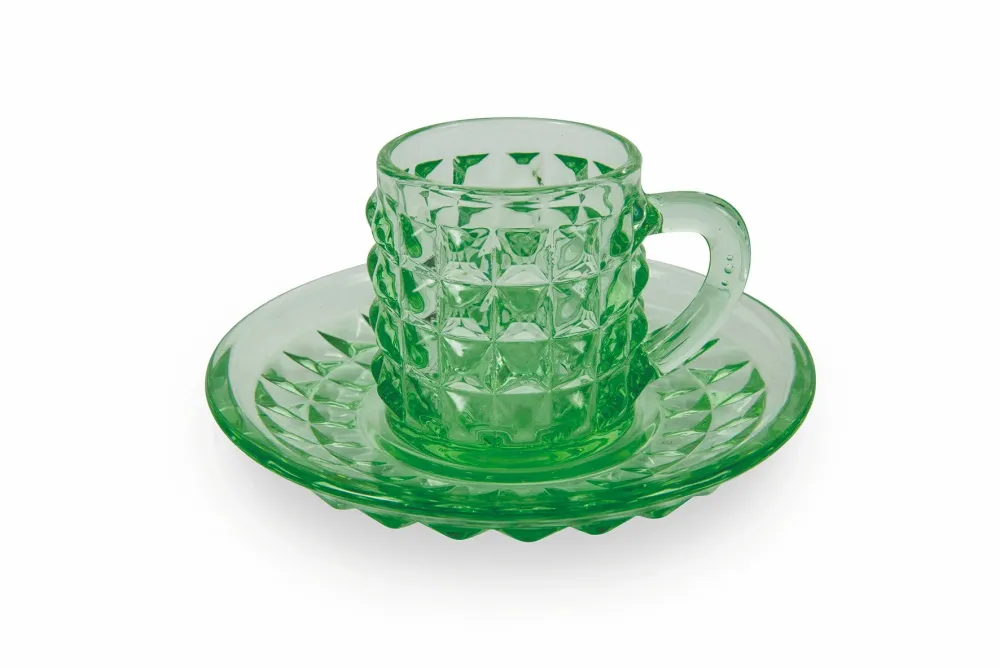 Set 6 Tazzine Caffè Vetro Colorato con Piattino 90 ml Villa d'Este Home Tivoli Diamond