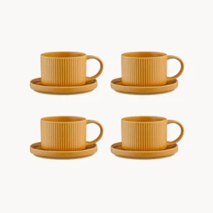 Set 4 tazzine con piattino grès Scandi