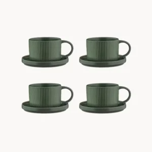 Set 4 tazzine con piattino grès Scandi