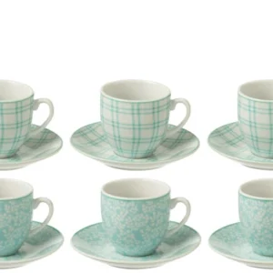 SET 6 TAZZINE +PIATTINI CERAMICA BLU (5x5cm)