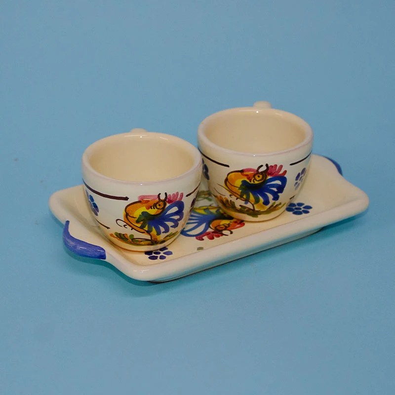 SET Tazzine e Piattino con Gallo