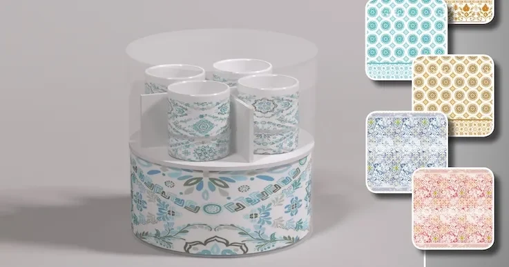 SET TOVAGLIA AMICA + 4 TAZZE X6 140X180 CM