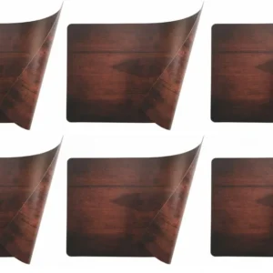 Set 6 Tovagliette Double Face 45x30x0,5 cm Plastica VdE Tivoli 1996 Wood Marrone scuro