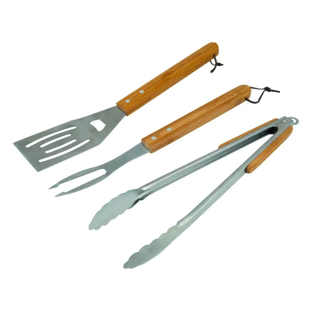 Set utensili per barbecue pz.3 con mci legno - set pz.3