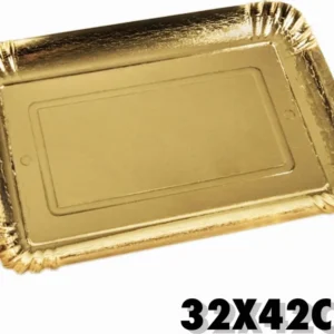 Set 5 Pz. Vassoi Porta Sotto Torta 32x42cm Oro Rettangolare Piatto Dolci Cartone