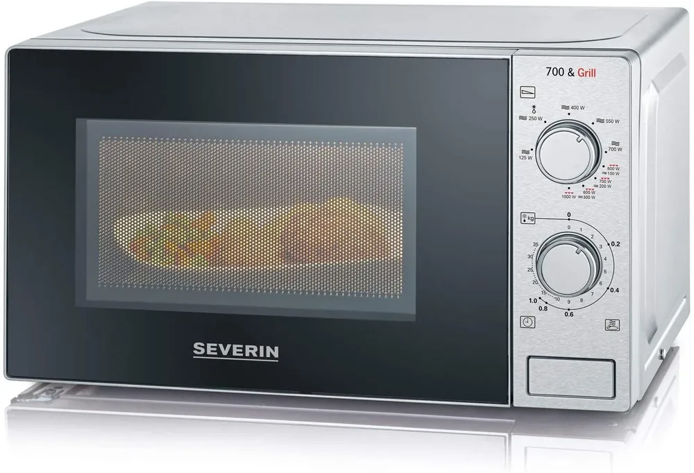 Severin MW7896 Forno Microonde con Grill 2 1, Acciaio Inox/Nero