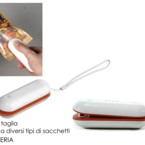 Sigilla sacchetti pocketsealer, bianco e arancione plastica - 11x4x4 cm - Dictrolux