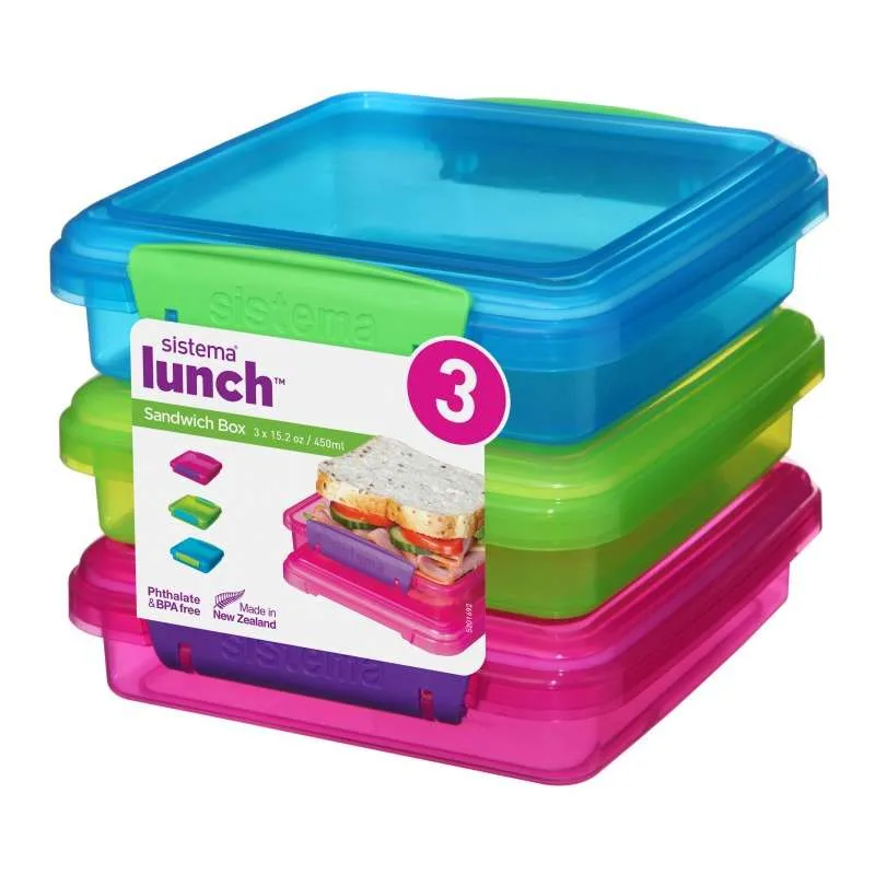 Sistema Scatola per il pranzo - Scatola per panini - 3-Pacchi - 450ml - Ass.