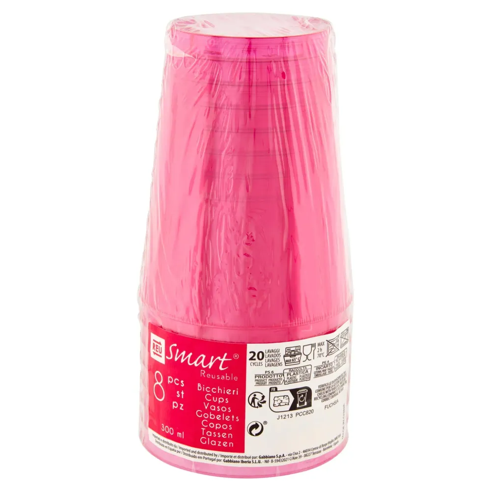 Smart Reusable Bicchieri Fuchsia 300 ml 8 pz