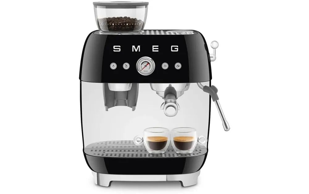 Smeg Macchina per espresso 50's Style EGF03BL (portafiltro) – 15 bar, 2,4 l, ugello per schiuma di latte, 33,4 × 44,3 × 43 cm