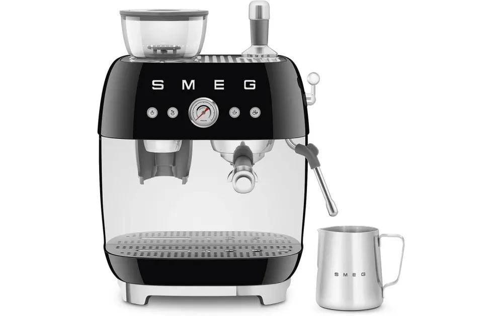 Smeg Macchina per espresso 50's Style EGF03BL (portafiltro) – 15 bar, 2,4 l, ugello per schiuma di latte, 33,4 × 44,3 × 43 cm