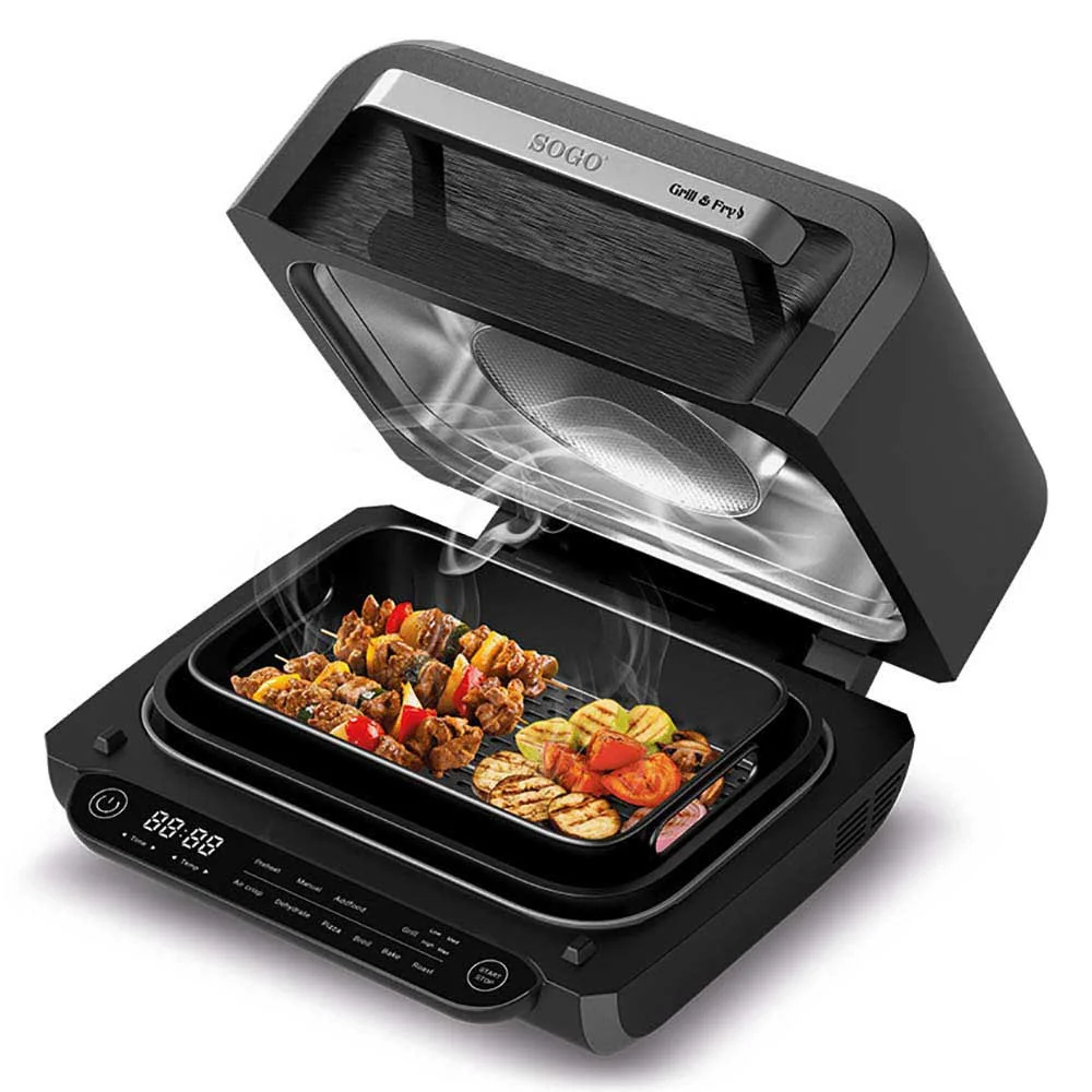 SOGO Griglia con friggitrice ad aria multifunzione 4L/ grill + friggitrice / 1700W / touch control / timer 120min