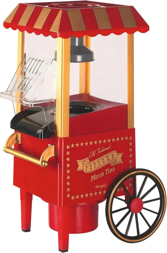 SOGO Macchina per popcorn / 1200W / senza olio / popcorn pronti 3 minuti