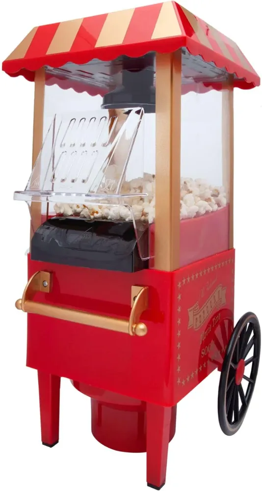 SOGO Macchina per popcorn / 1200W / senza olio / popcorn pronti 3 minuti