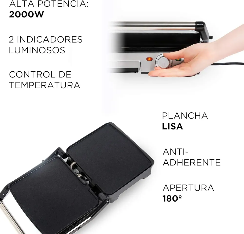 SOGO Tostapane grill 4 fette / 2000W / griglia piatta / 29*23 / 180°