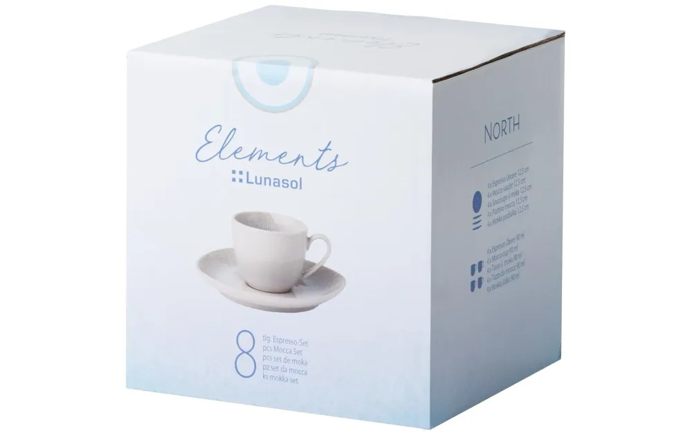 Sola Tazzina da espresso Lunasol – 90 ml, Ø 12,5 cm, gres, grigio chiaro, lavabile lavastoviglie, adatta al microonde