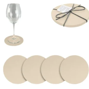 Sottobicchiere 4 pezzi semilpelle avorio